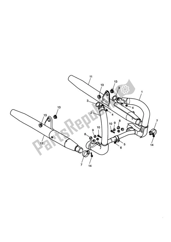 All parts for the Exhaust System 281466-f2 / 279279-f4 > of the Triumph America Carburettor 790 2002 - 2007
